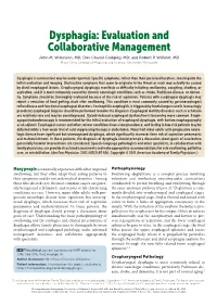Dysphagia: Evaluation and Collaborative Management