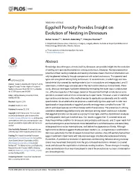 Eggshell Porosity Provides Insight on Evolution of Nesting in Dinosaurs