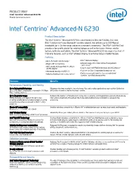Intel Centrino Advanced-N 6230 Product Brief