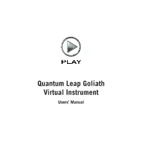 Quantum Leap Goliath Virtual Instrument Manual