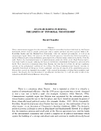 State-Building in Bosnia: the Limits of "Informal Trusteeship"