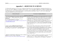 Appendix C - Response to Science