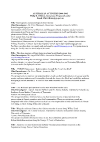 AUSTRALIAN ACTIVITIES 2000-2002 Philip E