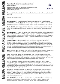 Australian Medical Association Limited Transcript: AMA President Dr Tony Bartone, Weekend Sunrise, Seven Network, Sunday, 22