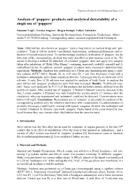 Poppers‘ Products and Analytical Detectability of a Single Use of ‘Poppers‘