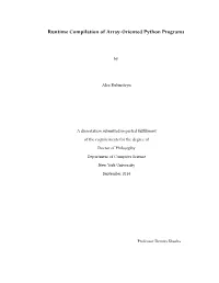 Runtime Compilation of Array-Oriented Python Programs