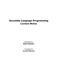 Assembly Language Programming Lecture Notes
