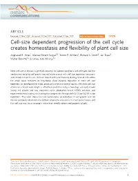 Cell-Size Dependent Progression of the Cell Cycle Creates Homeostasis and ﬂexibility of Plant Cell Size