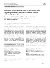 Epigenome-Wide Exploratory Study of Monozygotic Twins Suggests Differentially Methylated Regions to Associate with Hand Grip Strength