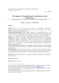The Impact of Organizational Commitment on Job Performance Submitted 05/01/19, 1St Revision 18/02/19, 2Nd Revision 22/03/19, Accepted 10/04/19