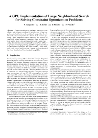 A GPU Implementation of Large Neighborhood Search for Solving Constraint Optimization Problems