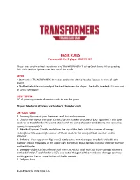 BASIC RULES for Use with the 2-Player STARTER SET