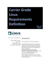 Carrier Grade Linux Requirements Definition