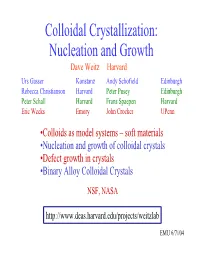 Colloidal Crystallization: Nucleation and Growth