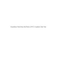 Cuneiform Texts from the Folios of W. G. Lambert, Part One General Editor Jerrold S
