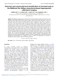 Detection and Community-Level Identification of Microbial Mats in the Mcmurdo Dry Valleys Using Drone-Based Hyperspectral Reflec