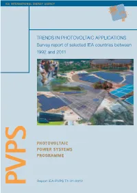 TRENDS in PHOTOVOLTAIC APPLICATIONS Survey Report of Selected IEA Countries Between 1992 and 2011