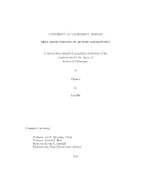UNIVERSITY of CALIFORNIA, MERCED Open System Dynamics In