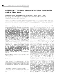 Changes in WT1 Splicing Are Associated with a Specific Gene