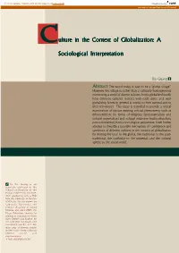 Culture in the Context of Globalization: a Sociological Interpretation