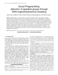 Detection of Spambot Groups Through DNA-Inspired Behavioral Modeling