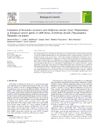 Evaluation of Neoseiulus Cucumeris and Amblyseius Swirskii (Acari