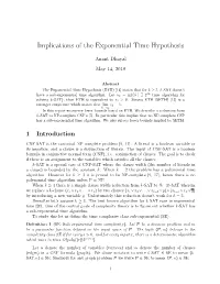 Implications of the Exponential Time Hypothesis
