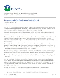 In the Struggle for Equality and Justice for All