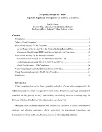 Navigating Through the Cloud – Legal and Regulatory Management for Software As a Service