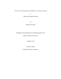 The Effect of Teaching Phonics and Phonemic Awareness Training To