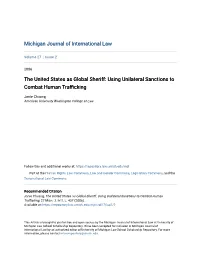 The United States As Global Sheriff: Using Unilateral Sanctions to Combat Human Trafficking