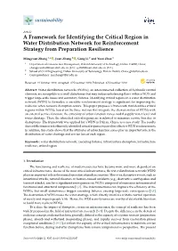 A Framework for Identifying the Critical Region in Water Distribution Network for Reinforcement Strategy from Preparation Resilience