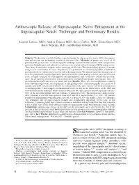 Arthroscopic Release of Suprascapular Nerve Entrapment at the Suprascapular Notch: Technique and Preliminary Results