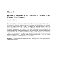 Chapter 20 the Role of Intelligence in the Prevention of Terrorism (Early