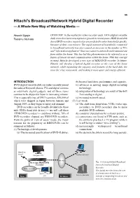Hitachi's Broadcast/Network Hybrid Digital Recorder