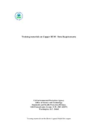 Training Materials on Copper BLM: Data Requirements