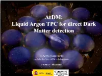 Ardm: Liquid Argon TPC for Direct Dark Matter Detection