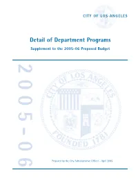 Detail of Department Programs Supplement to the 2005-06 Proposed Budget 2005-06