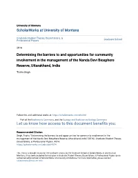 Determining the Barriers to and Opportunities for Community Involvement in the Management of the Nanda Devi Biosphere Reserve, Uttarakhand, India