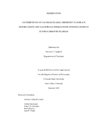 Dissertation Contributions of Gas-Phase Plasma