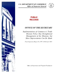 Implementation of Commerce's Trade Mission Policy Has Strengthened