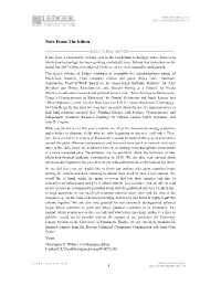 Note from the Editor