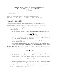 References: Humidity Variables