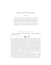 RIEMANN's FUNCTIONAL EQUATION 1. Deriving The