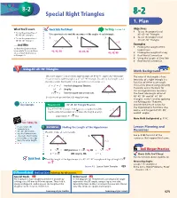 Special Right Triangles 8-2 1