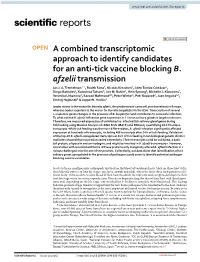 A Combined Transcriptomic Approach to Identify Candidates for an Anti-Tick