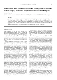 Echolocation Inter-Click Interval Variation Among Specific Behaviours in Free-Ranging Bottlenose Dolphins from the Coast of Uruguay