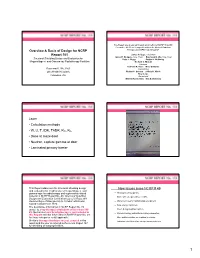 Overview and Basis of Design for NCRP Report