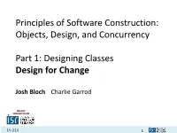 Principles of Software Construction: Objects, Design, and Concurrency