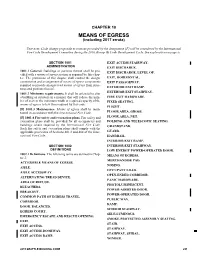 Seattle Building Code, Chapter 10, Means of Egress
